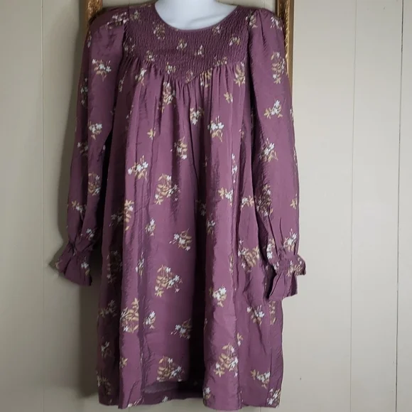A New Day Long Sleeve Tent Purple Floral Dress - Picture 4 of 8